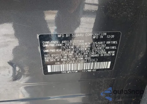 2021 Subaru Forester Premium from USA, damaged, VIN JF2SKAJC6MH478952